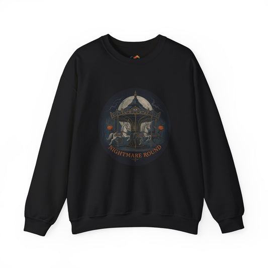 Nightmare Round Sweatshirt – Gothic Halloween Carousel Design