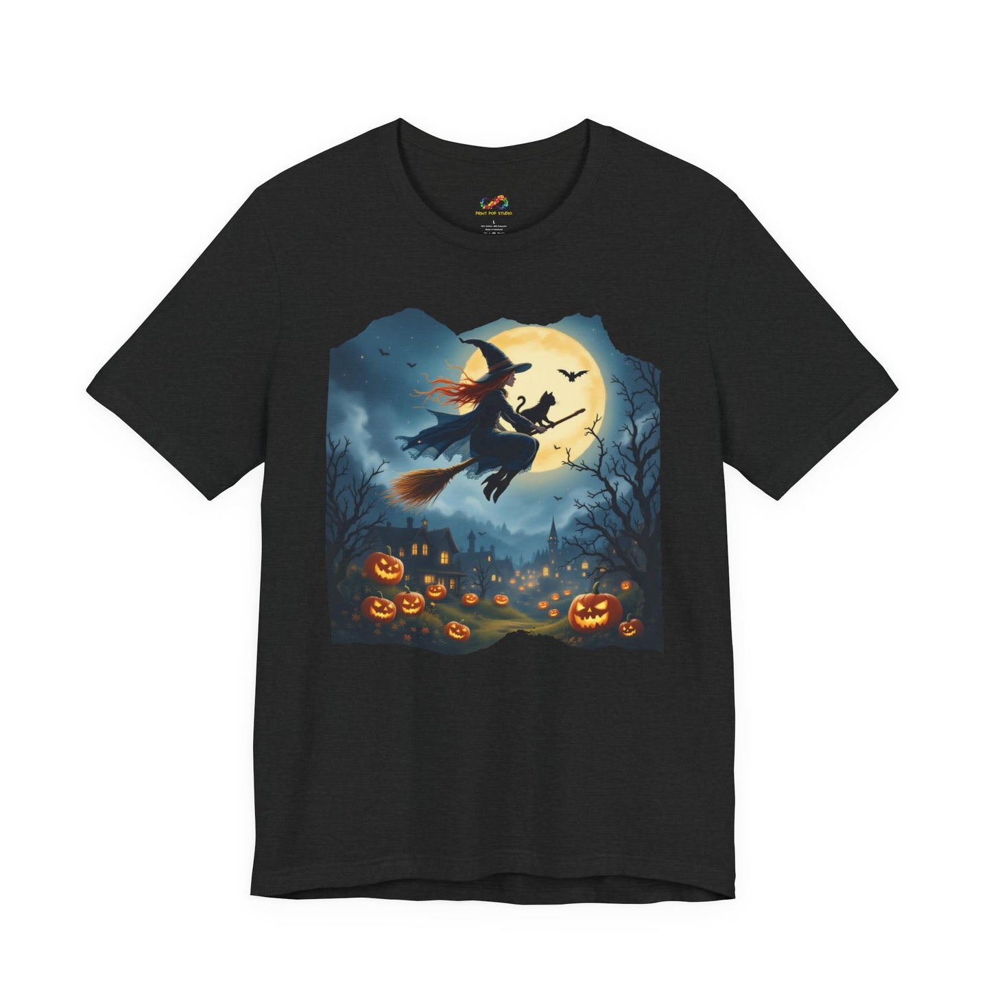 Midnight Flight Tee Magic in the sky. Pumpkins below. Cozy spells in every thread.