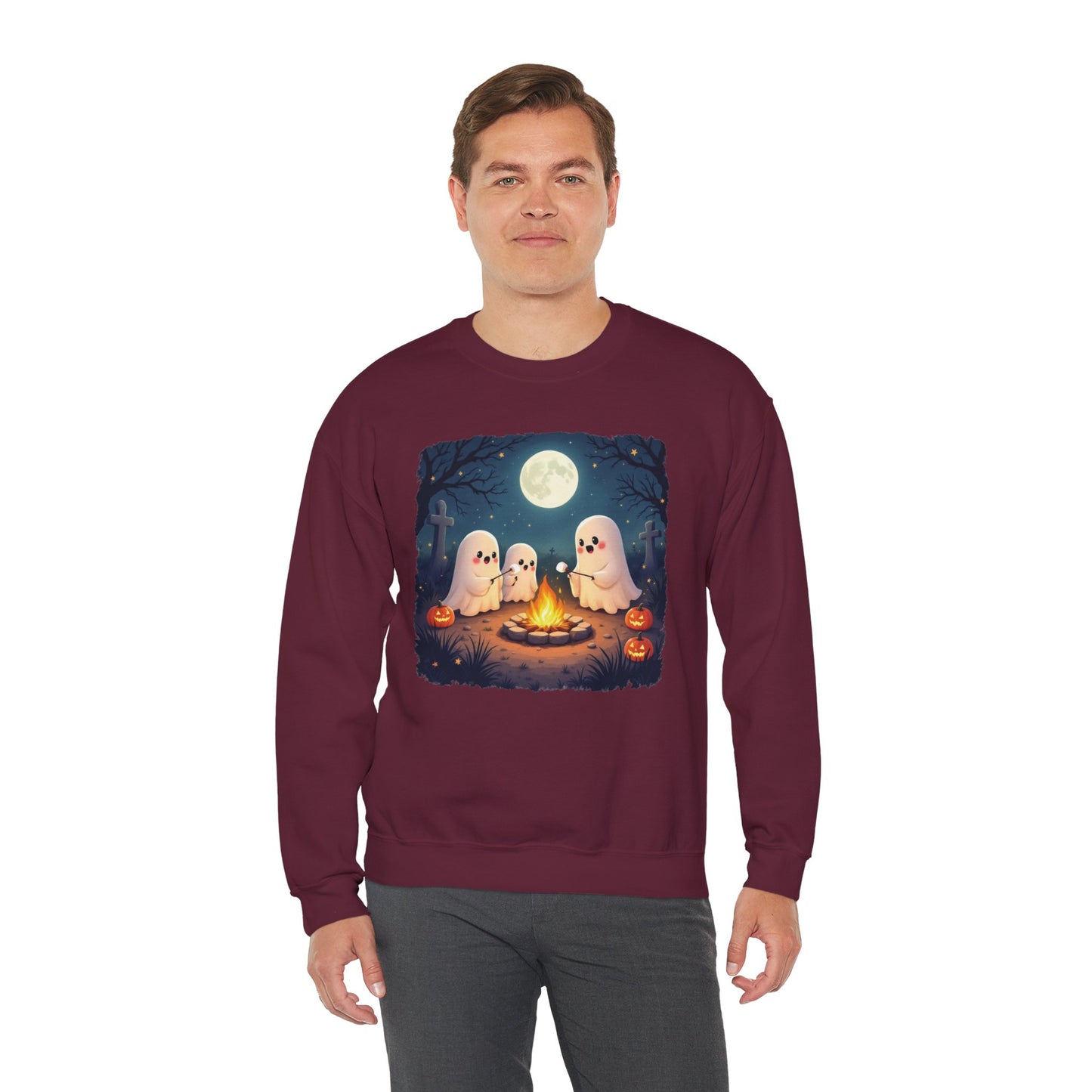 Campfire Ghouls Sweatshirt – Cozy Ghost Friends Halloween Pullover