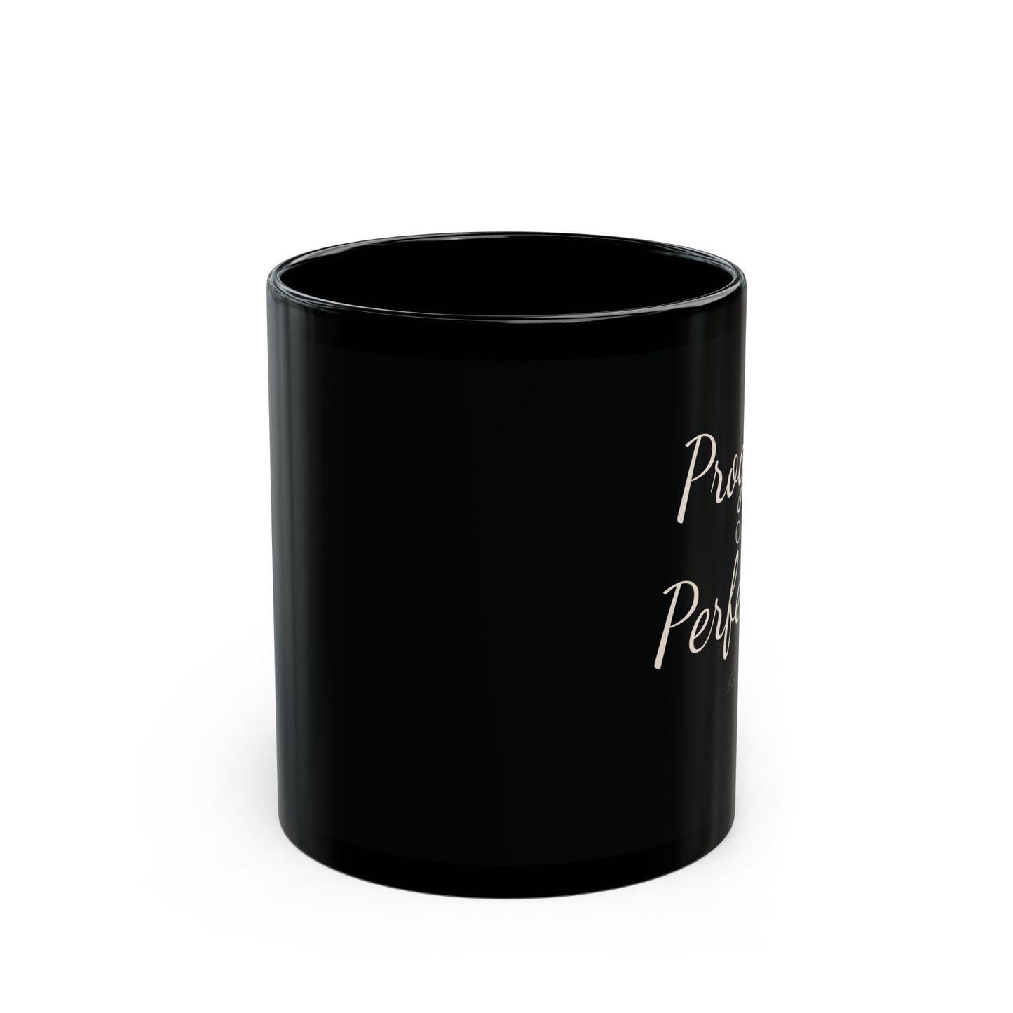 Motivational Black Mug - Progress Over Perfection, Coffee Cup, Inspirational Gift, Office Mug, Tea Lover's Delight