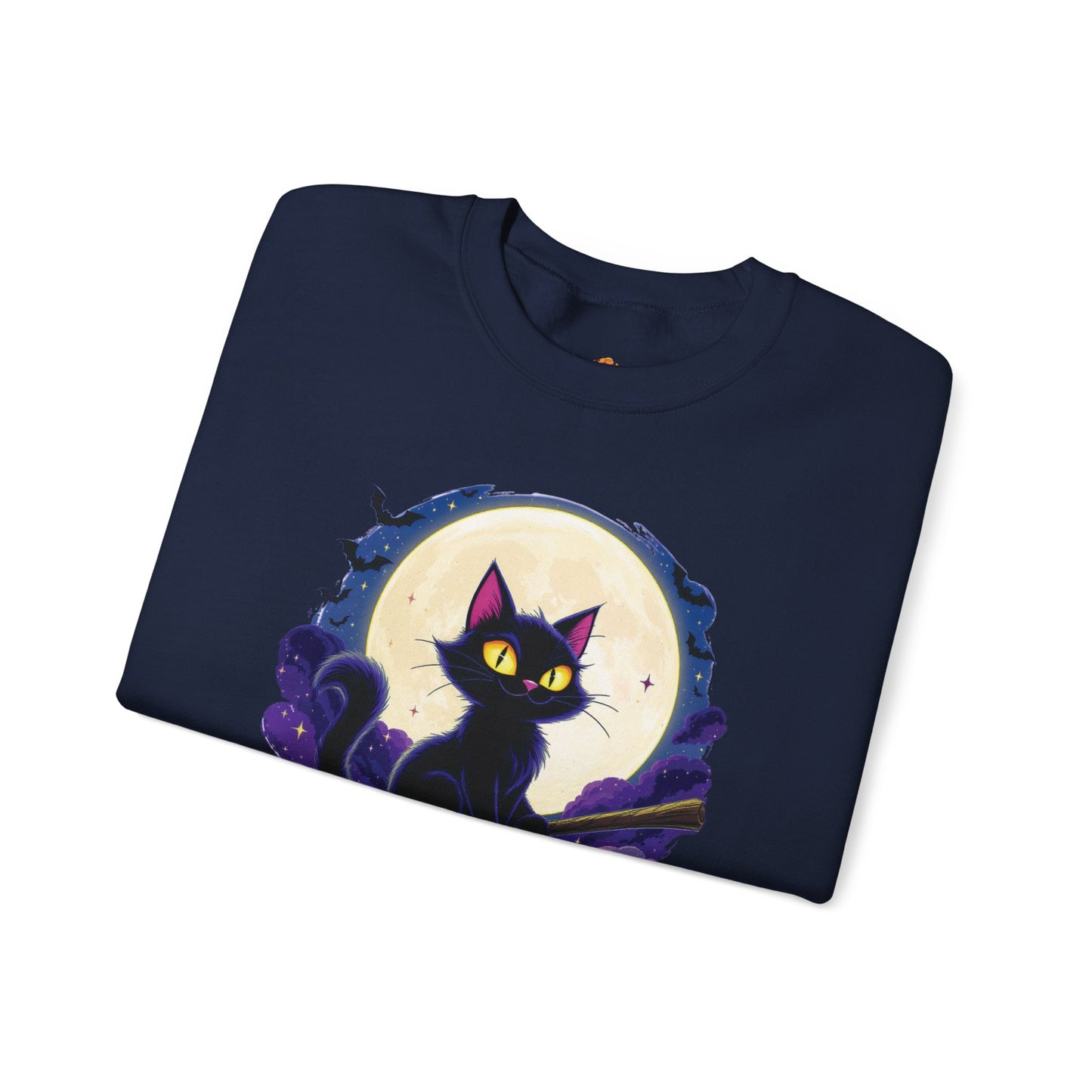 Midnight Mischief Cat Crewneck Sweatshirt, Halloween Apparel, Gift for Cat Lovers, Funny Sweatshirt, Casual Fall Wear
