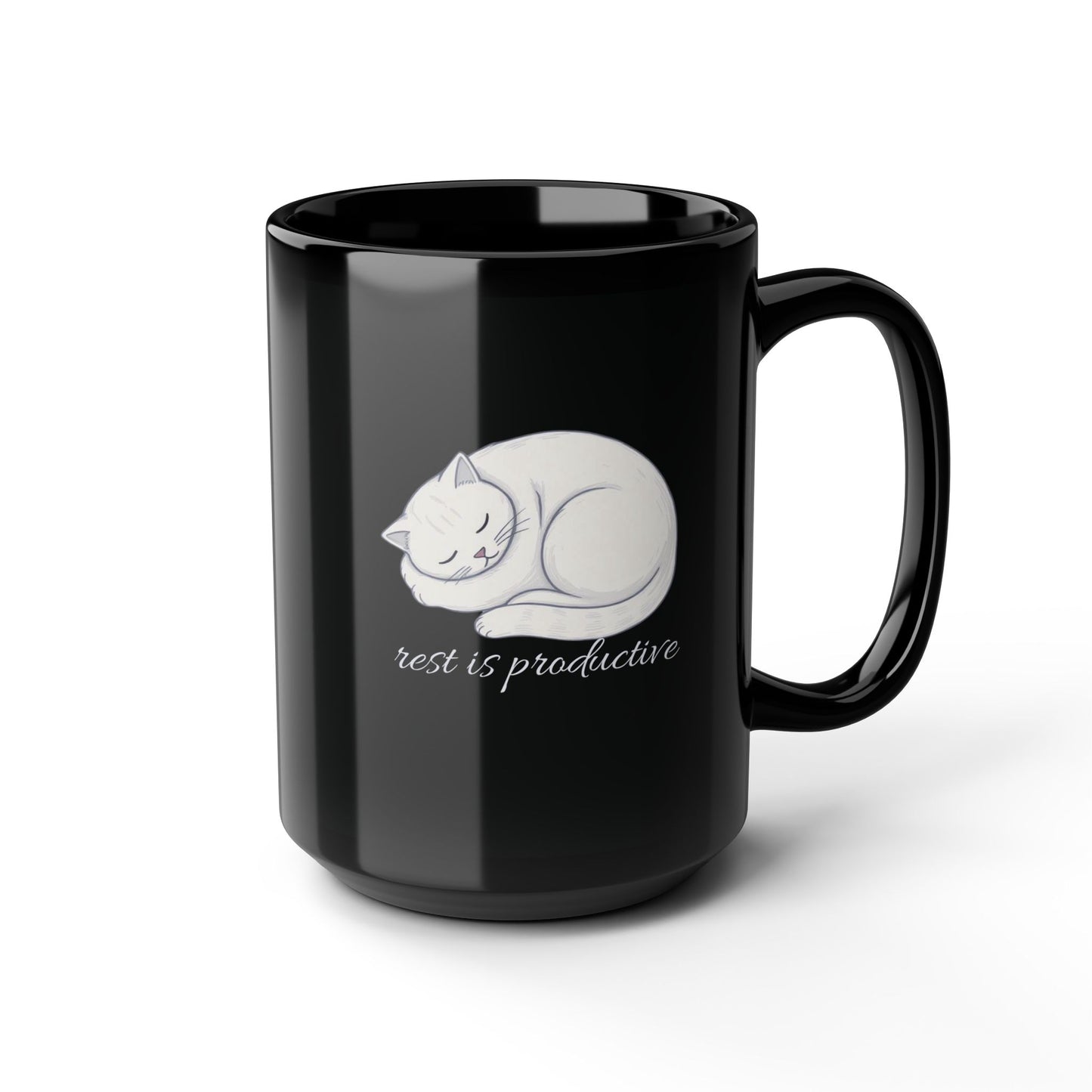 Rest Is Productive – Minimalist Cat Self-Care Mug