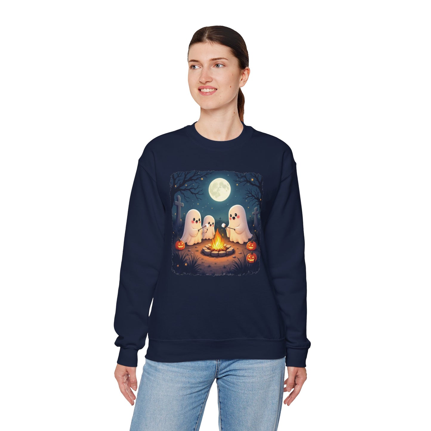 Campfire Ghouls Sweatshirt – Cozy Ghost Friends Halloween Pullover