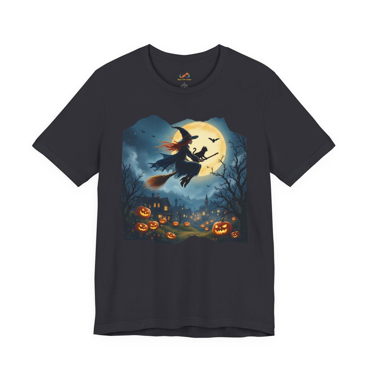 Midnight Flight Tee Magic in the sky. Pumpkins below. Cozy spells in every thread.