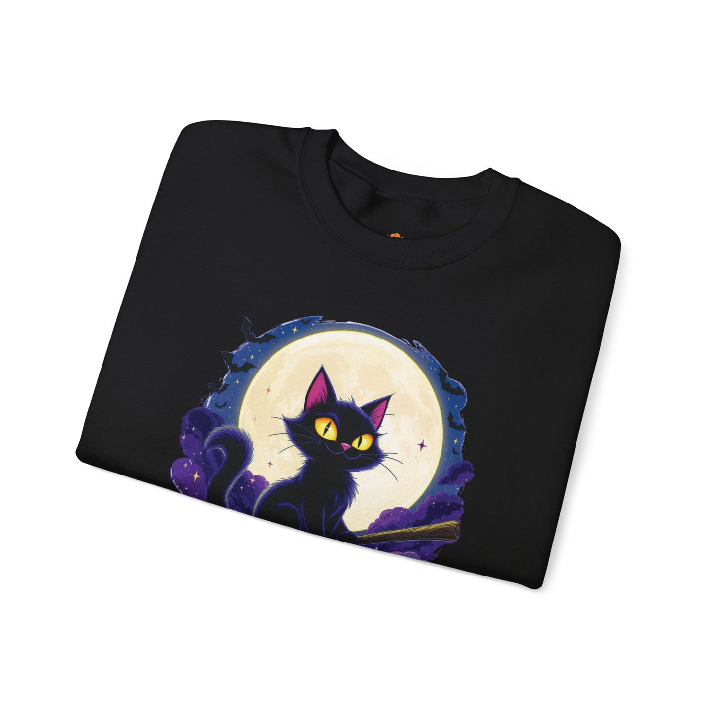 Midnight Mischief Cat Crewneck Sweatshirt, Halloween Apparel, Gift for Cat Lovers, Funny Sweatshirt, Casual Fall Wear