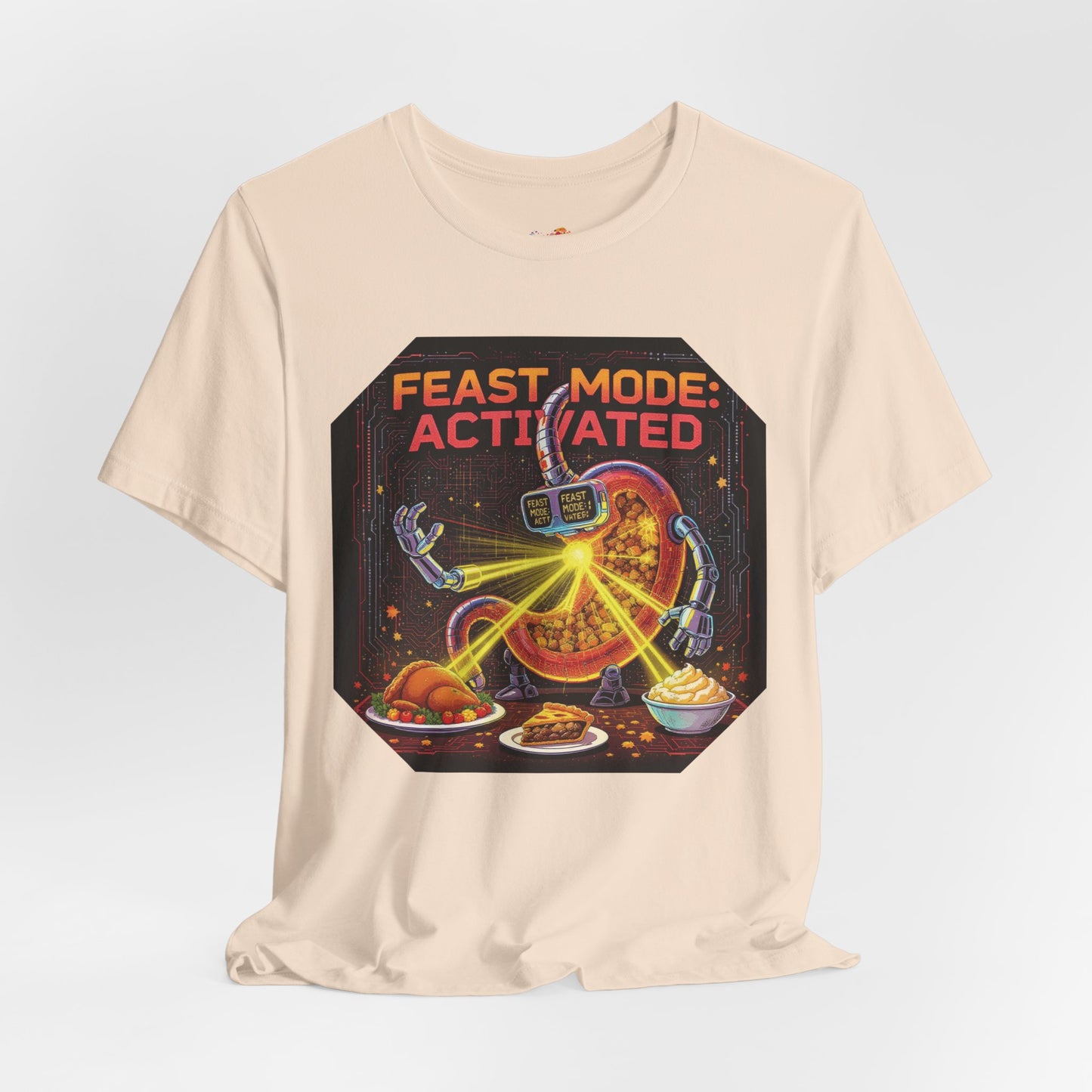 Feast Mode: Activated Tee – Fun Robotic Stomach Thanksgiving Graphic