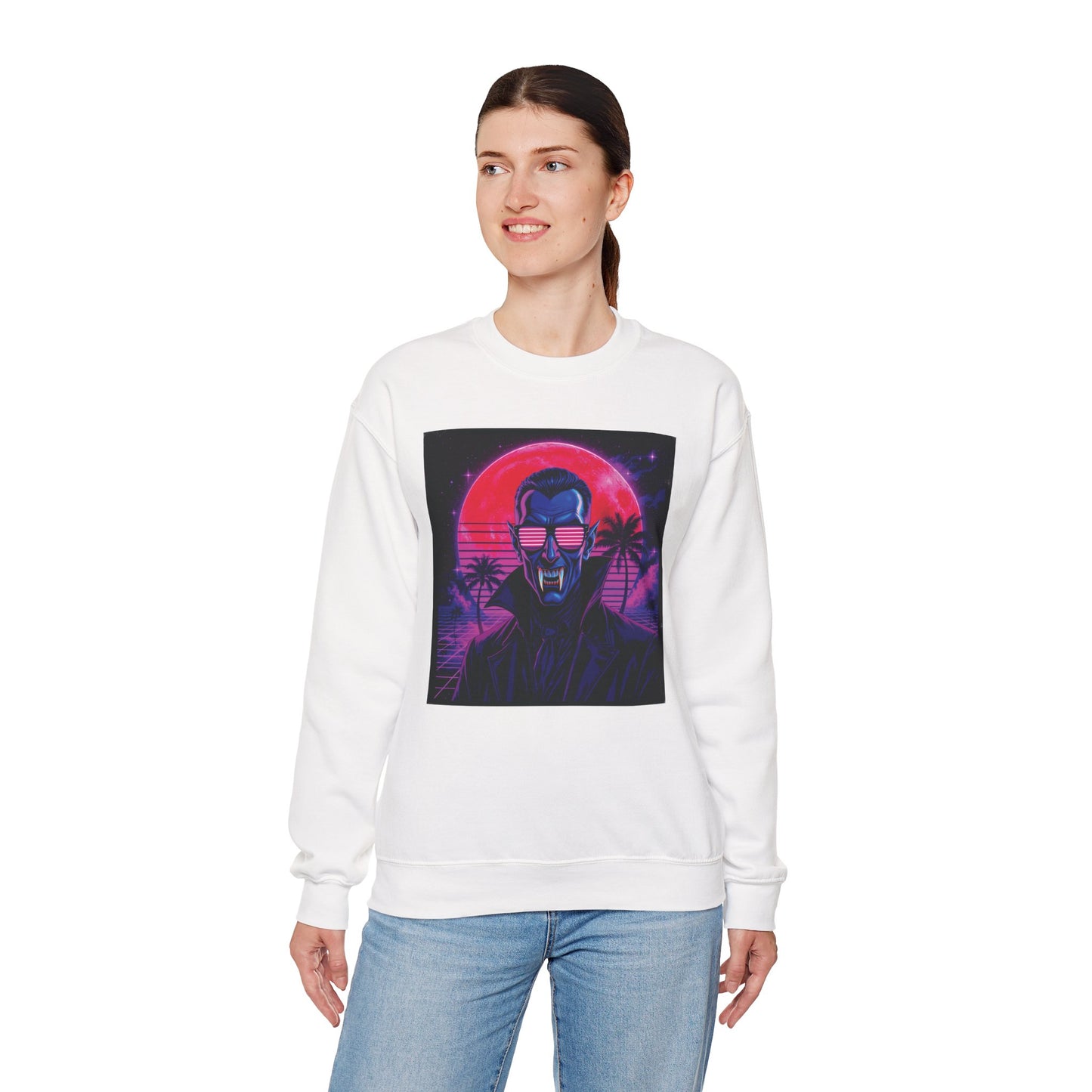 Neon Fang Club Sweatshirt – Retro Vampire Synthwave Sweatshirt