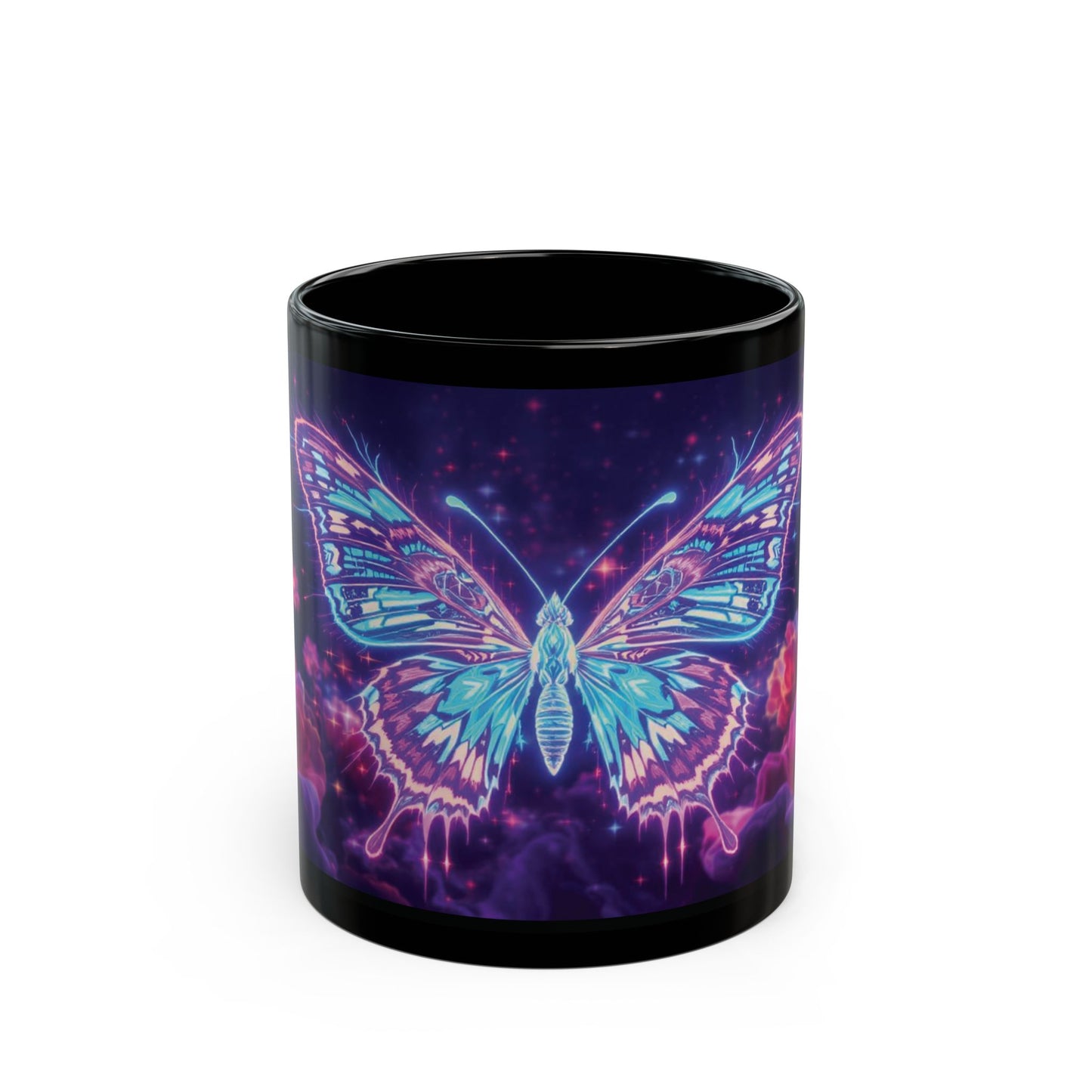 Neon Glitch Butterfly Mug