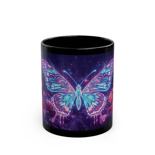 Neon Glitch Butterfly Mug