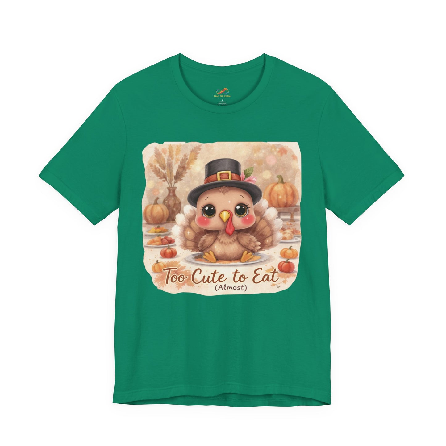 Too Cute to Eat (Almost) Kids Thanksgiving Tee – Adorable Turkey Shirt