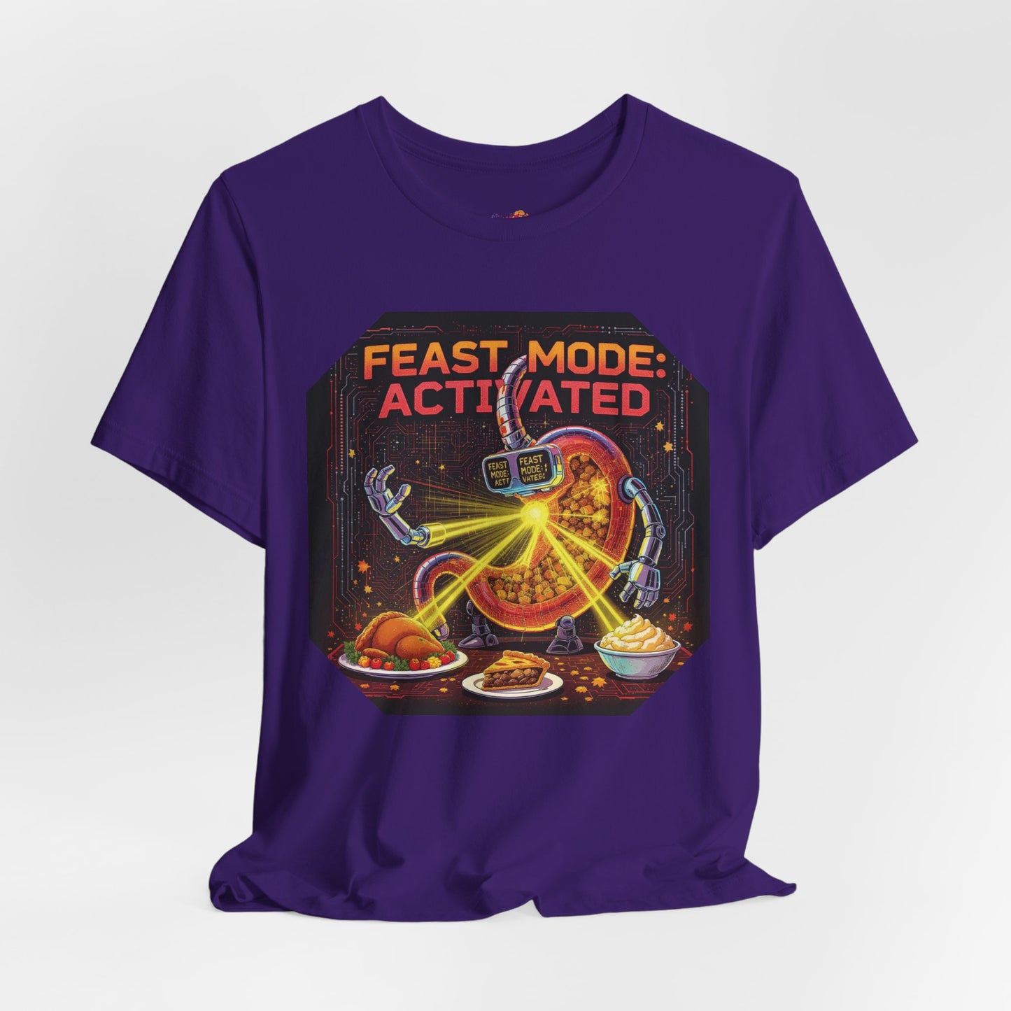 Feast Mode: Activated Tee – Fun Robotic Stomach Thanksgiving Graphic