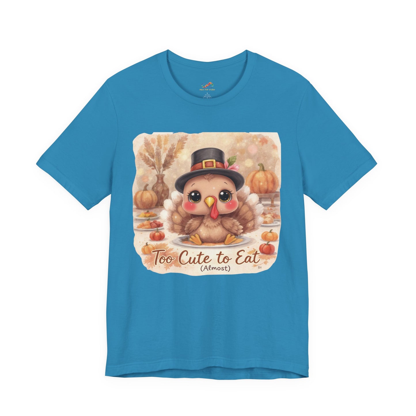 Too Cute to Eat (Almost) Kids Thanksgiving Tee – Adorable Turkey Shirt