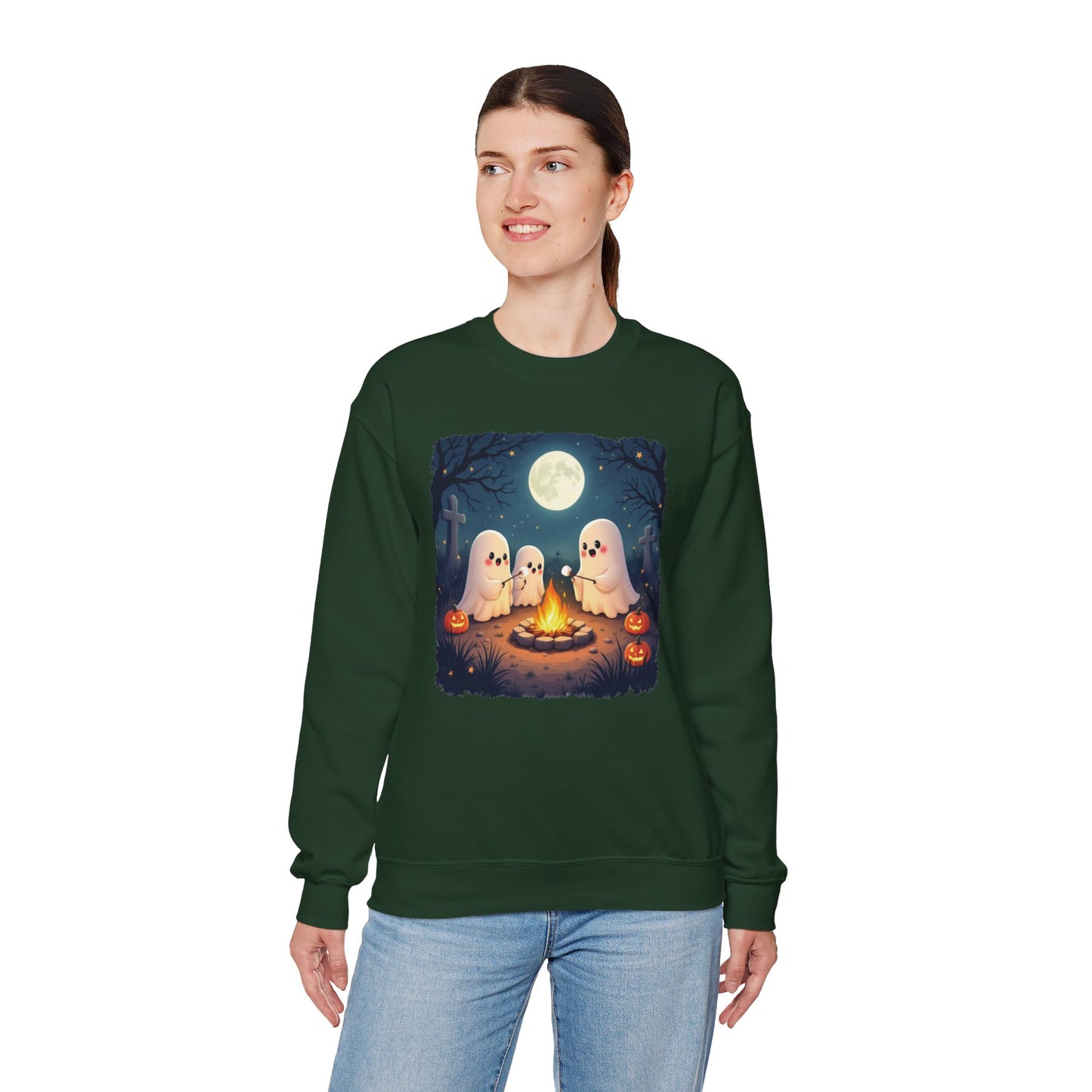 Campfire Ghouls Sweatshirt – Cozy Ghost Friends Halloween Pullover