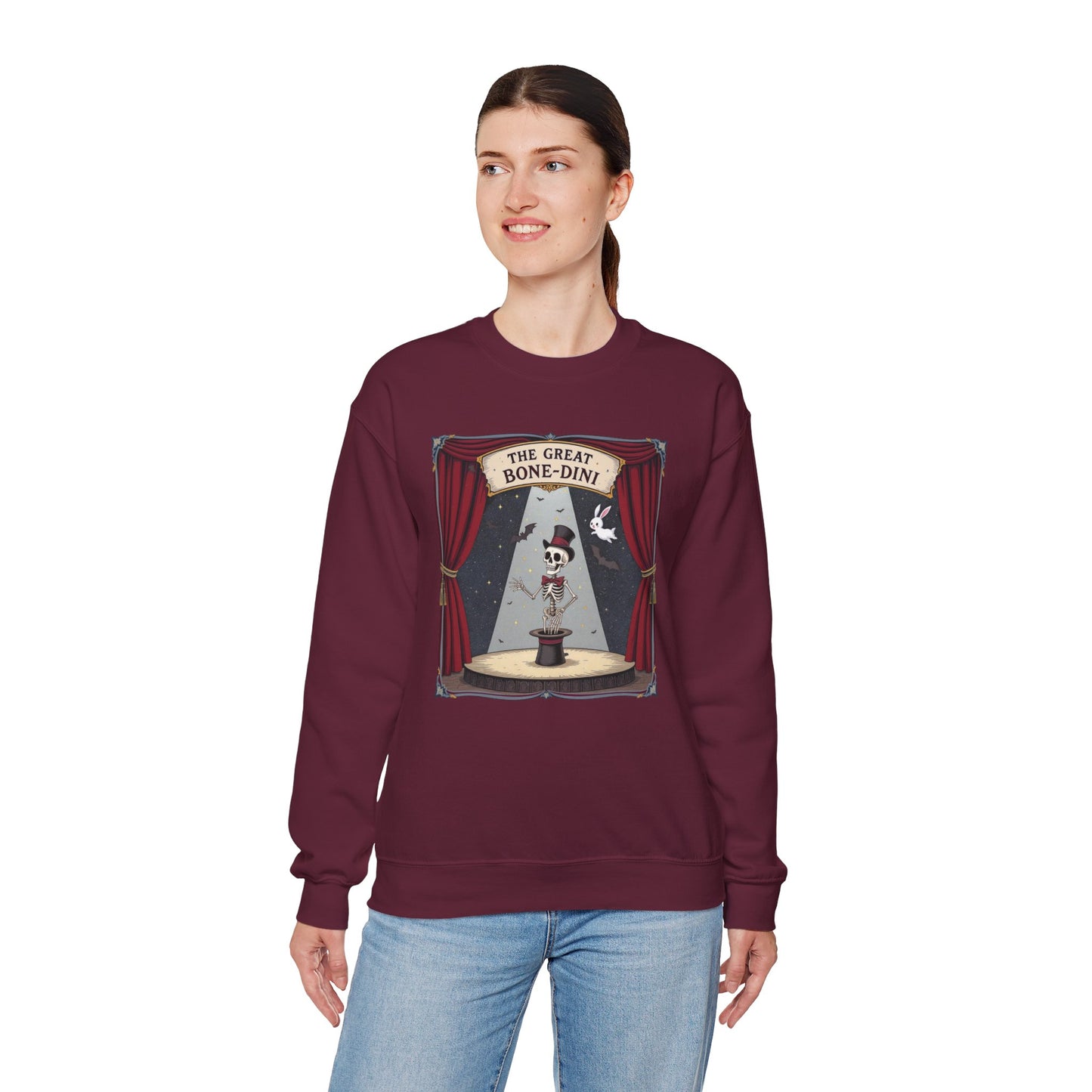 The Great Bone-dini Sweater – Skeleton Magician Halloween Shirt