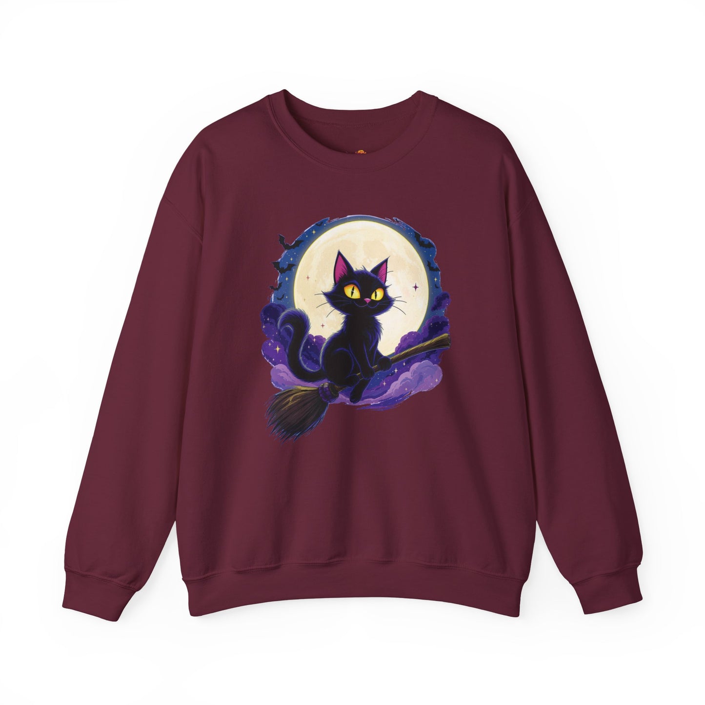 Midnight Mischief Cat Crewneck Sweatshirt, Halloween Apparel, Gift for Cat Lovers, Funny Sweatshirt, Casual Fall Wear