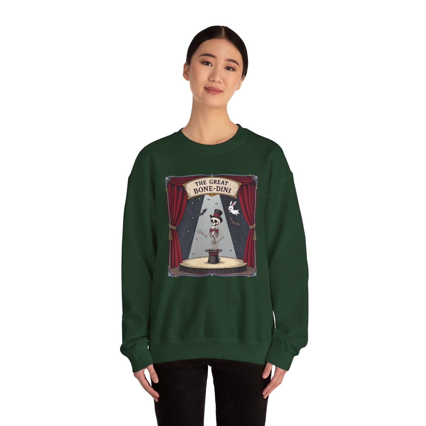 The Great Bone-dini Sweater – Skeleton Magician Halloween Shirt