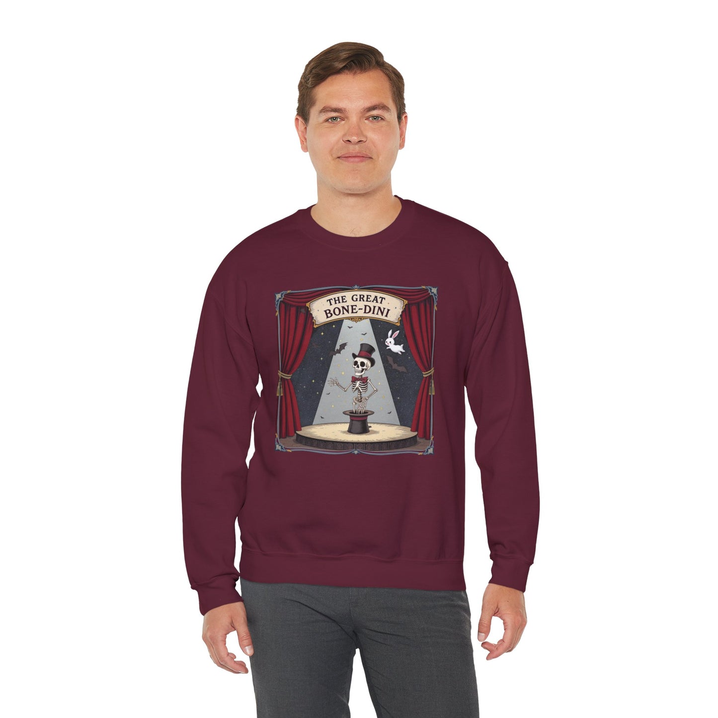The Great Bone-dini Sweater – Skeleton Magician Halloween Shirt