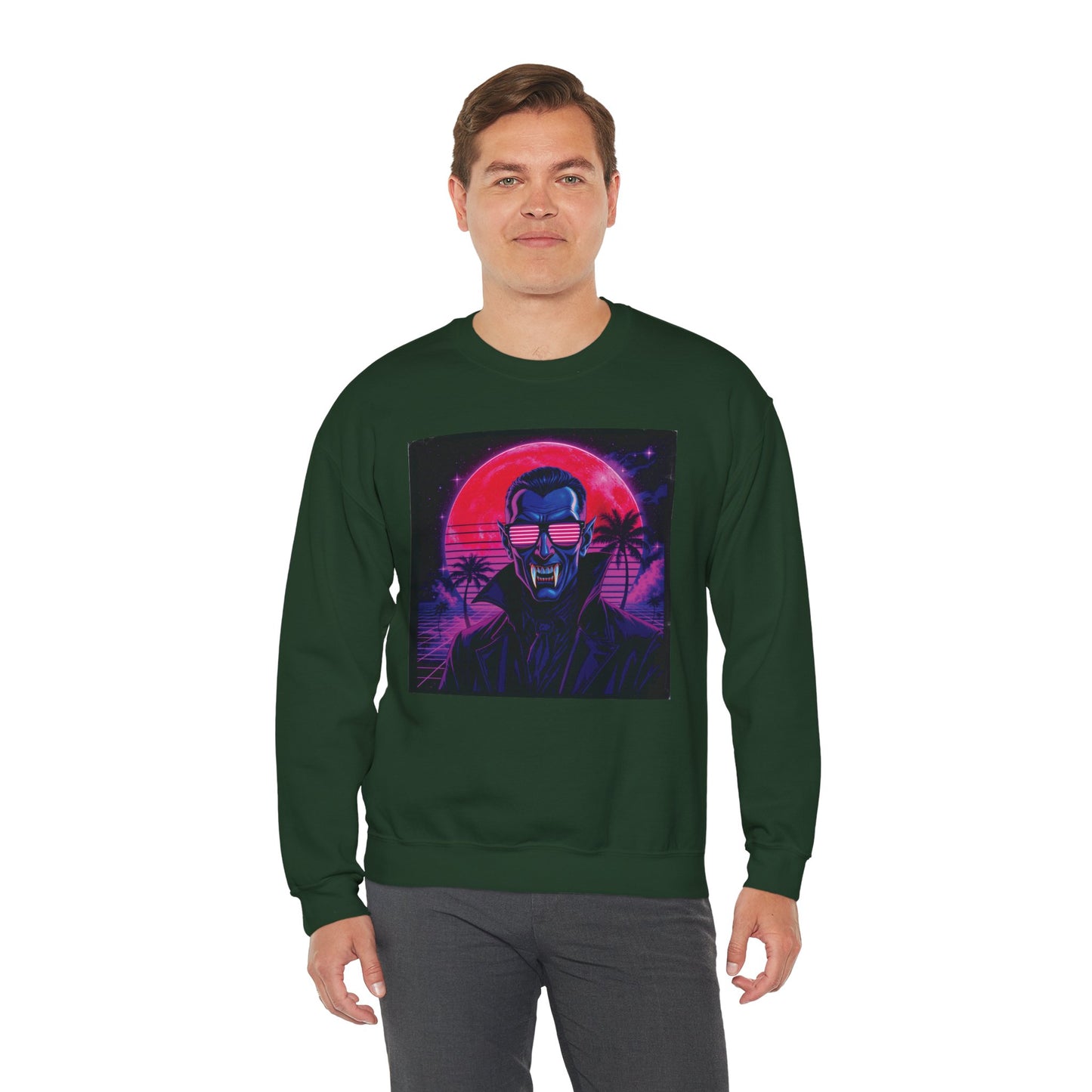 Neon Fang Club Sweatshirt – Retro Vampire Synthwave Sweatshirt