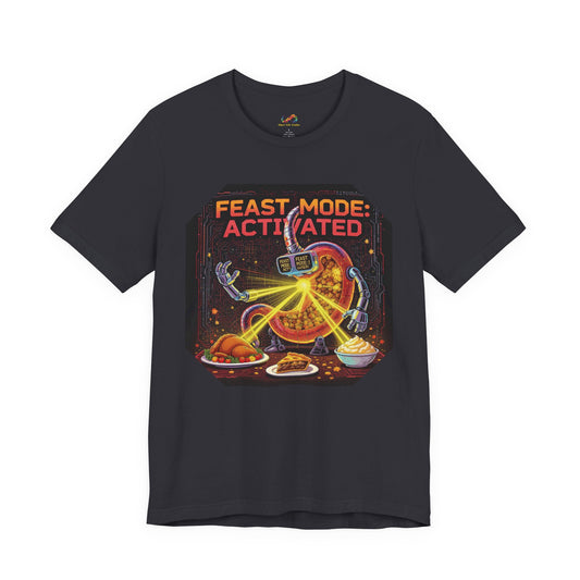 Feast Mode: Activated Tee – Fun Robotic Stomach Thanksgiving Graphic