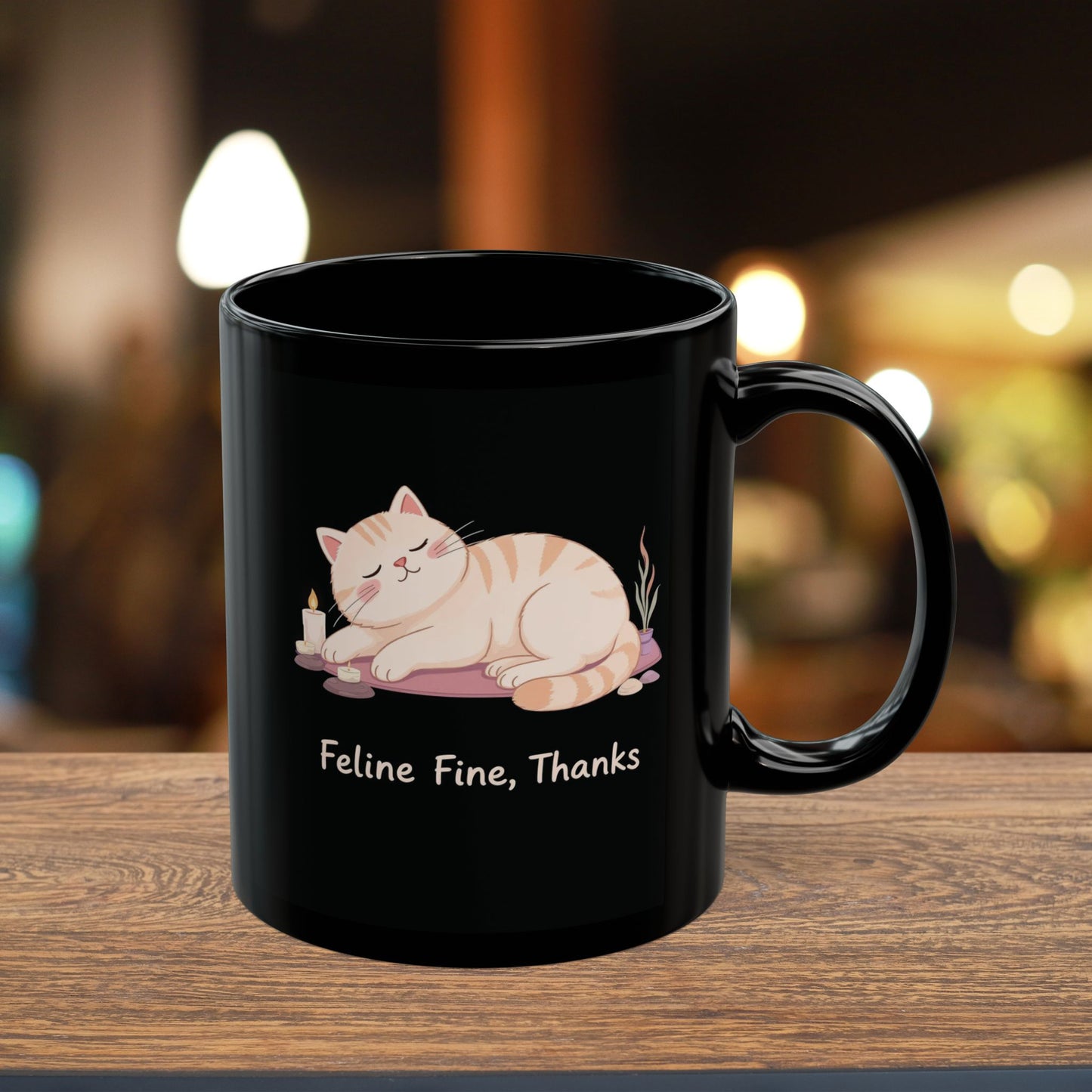 Feline Fine, Thanks — Zen Cat Yoga Mug