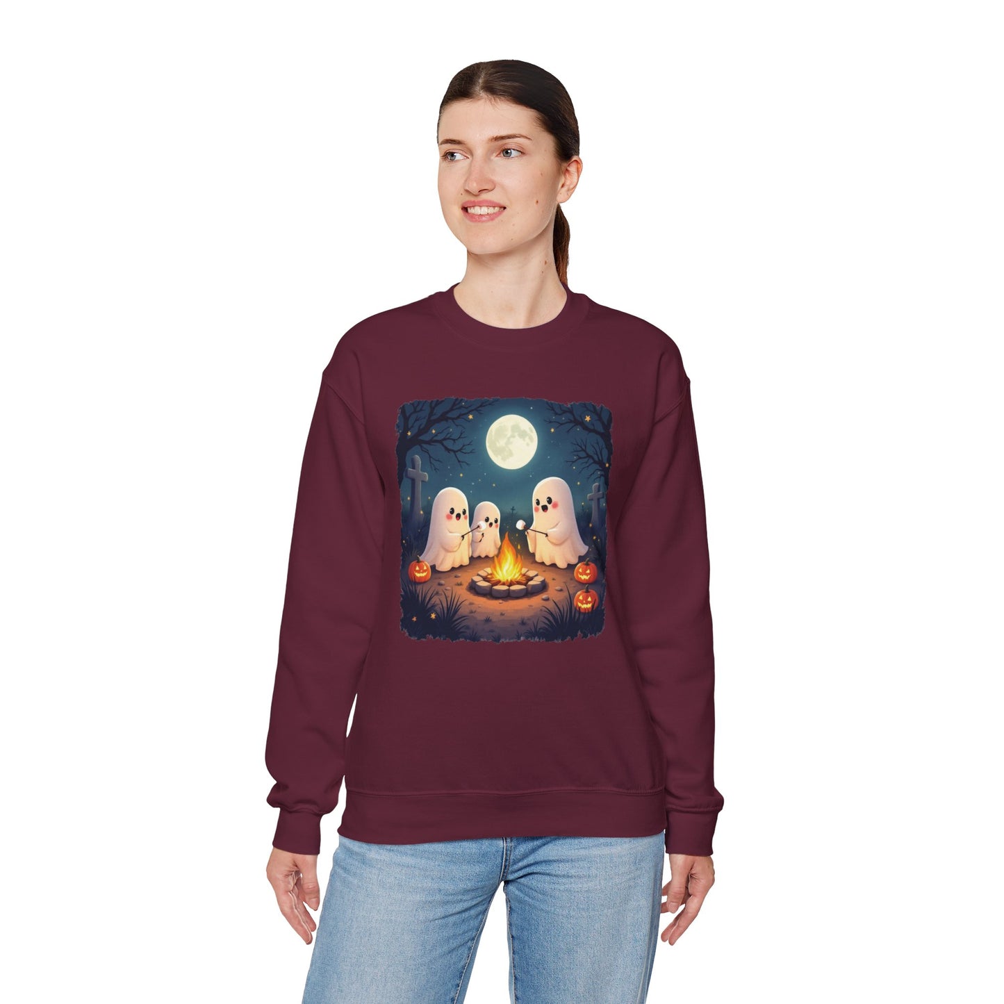 Campfire Ghouls Sweatshirt – Cozy Ghost Friends Halloween Pullover