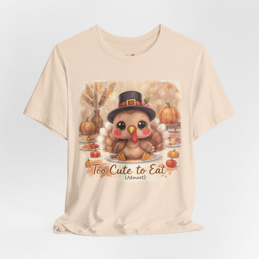 Too Cute to Eat (Almost) Kids Thanksgiving Tee – Adorable Turkey Shirt