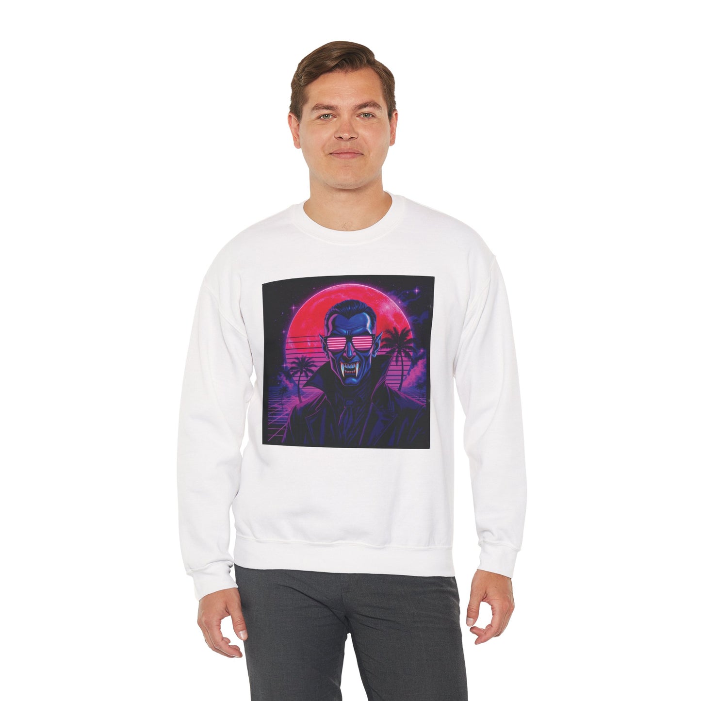 Neon Fang Club Sweatshirt – Retro Vampire Synthwave Sweatshirt