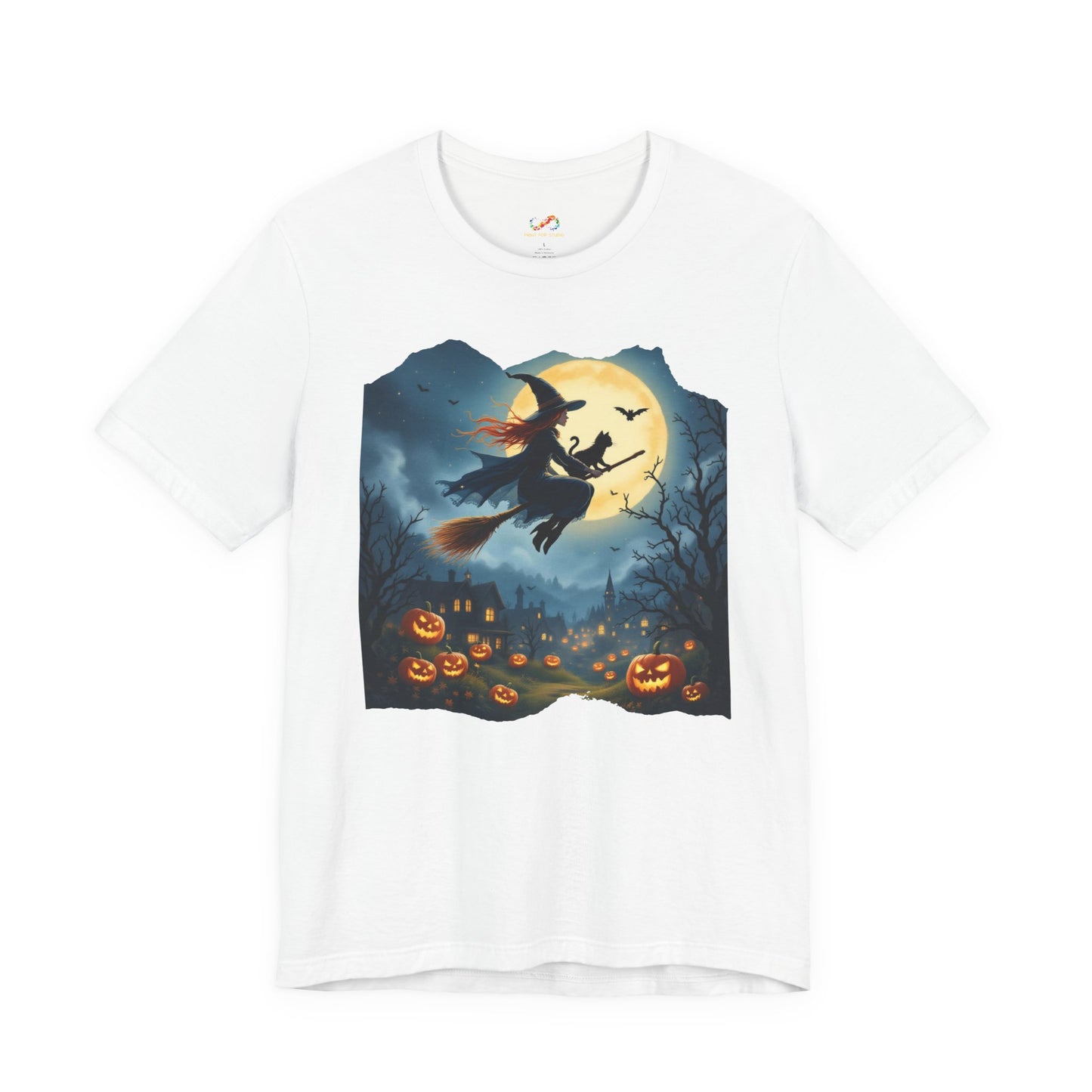 Midnight Flight Tee Magic in the sky. Pumpkins below. Cozy spells in every thread.