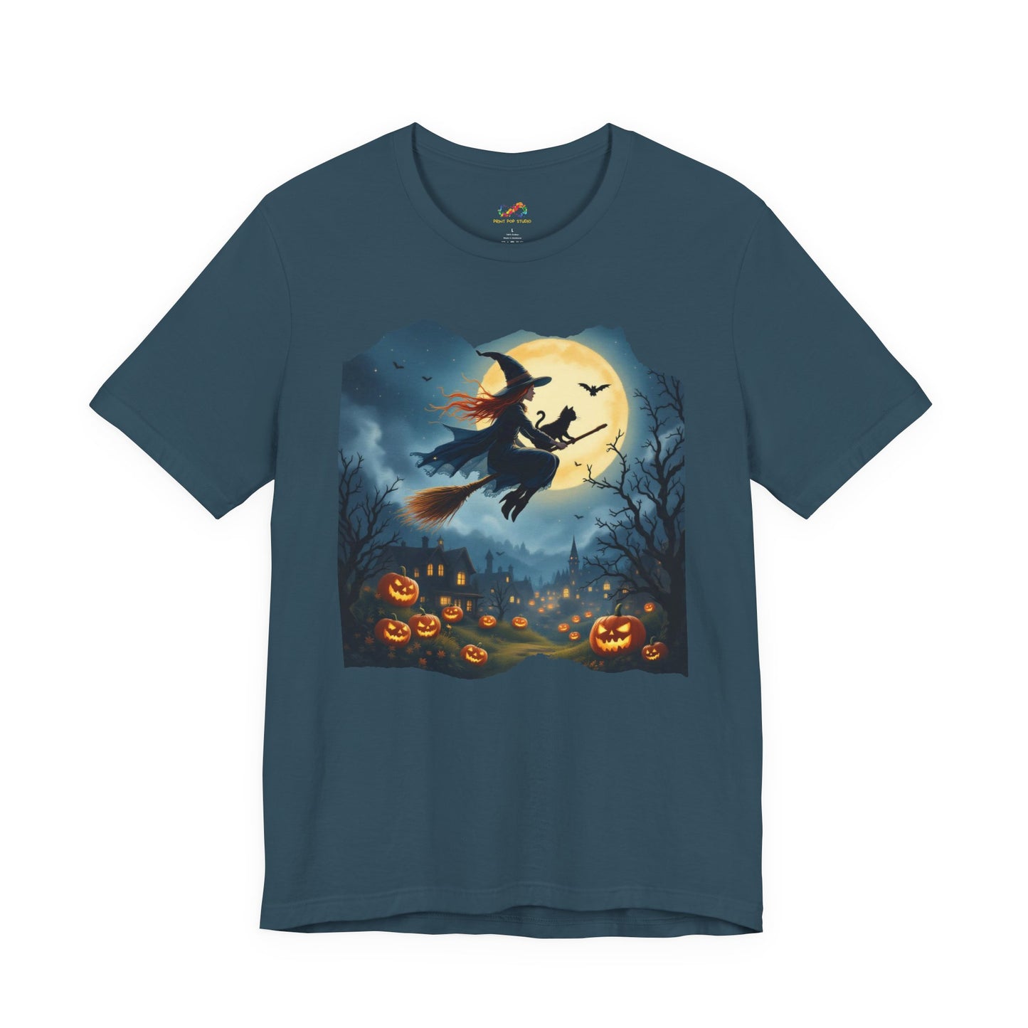 Midnight Flight Tee Magic in the sky. Pumpkins below. Cozy spells in every thread.
