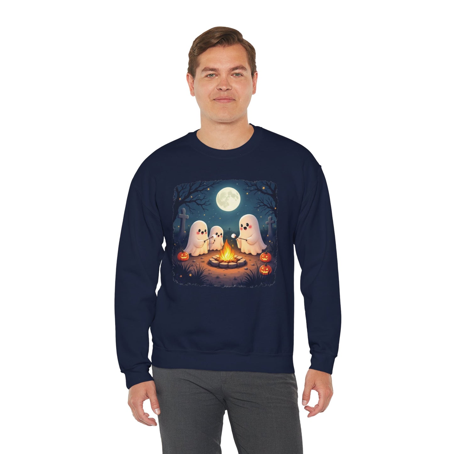 Campfire Ghouls Sweatshirt – Cozy Ghost Friends Halloween Pullover