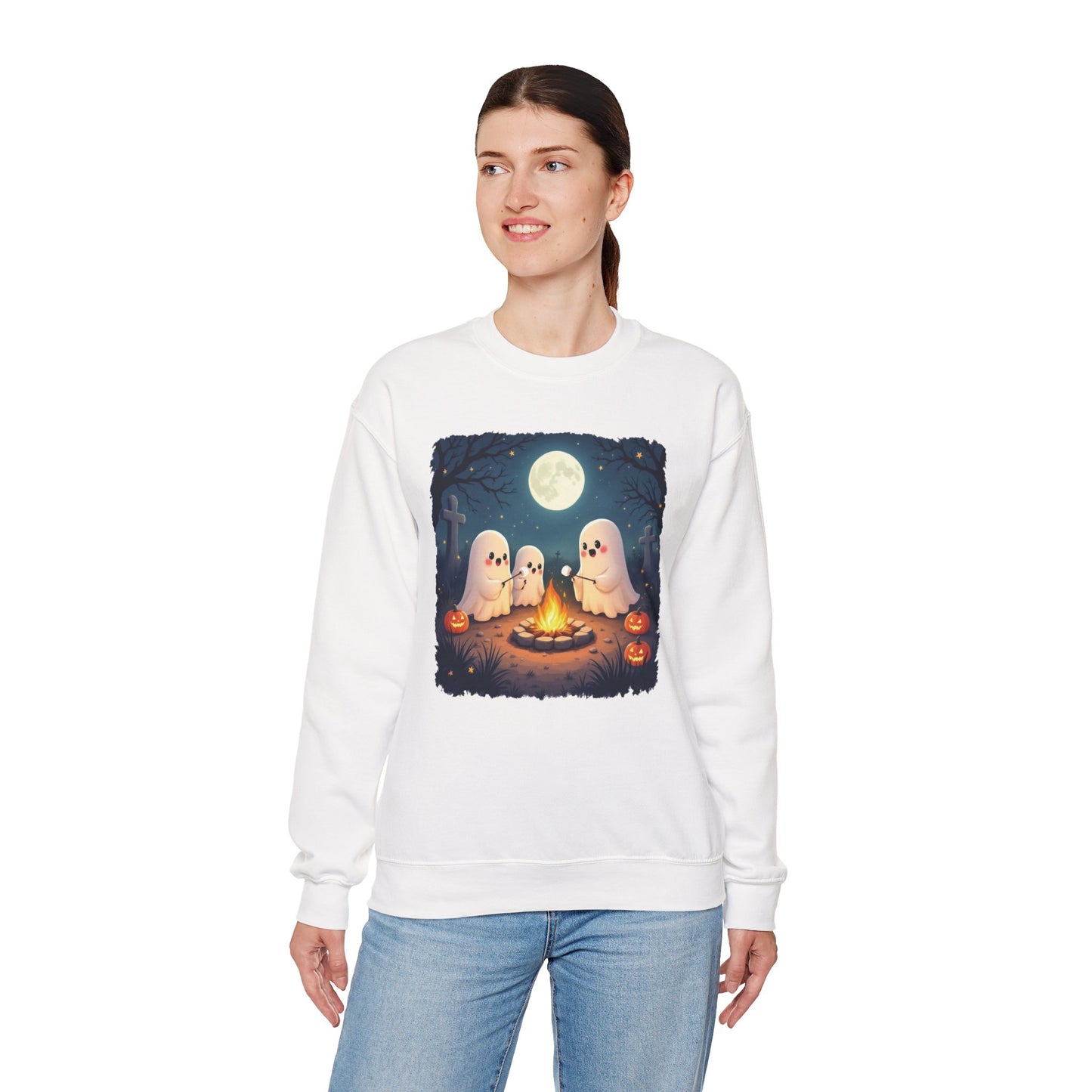 Campfire Ghouls Sweatshirt – Cozy Ghost Friends Halloween Pullover