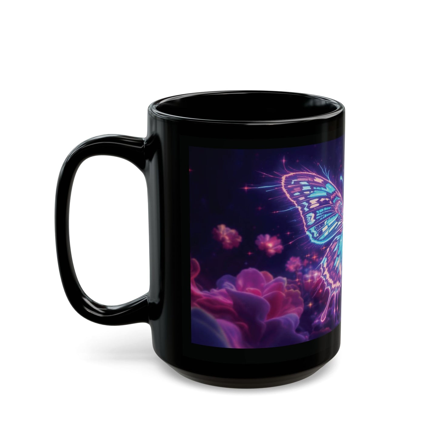 Neon Glitch Butterfly Mug