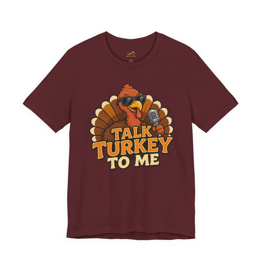 Talk Turkey to Me Tee – Retro Cartoon Turkey Comedian Graphic