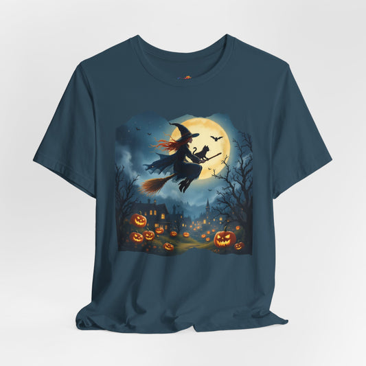 Midnight Flight Tee Magic in the sky. Pumpkins below. Cozy spells in every thread.